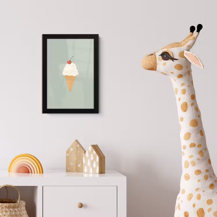 Illustratie - Ijsje - Spikkels - Kers fotolijst zwart zonder passe partout klein -usfeer4_kinderkamer