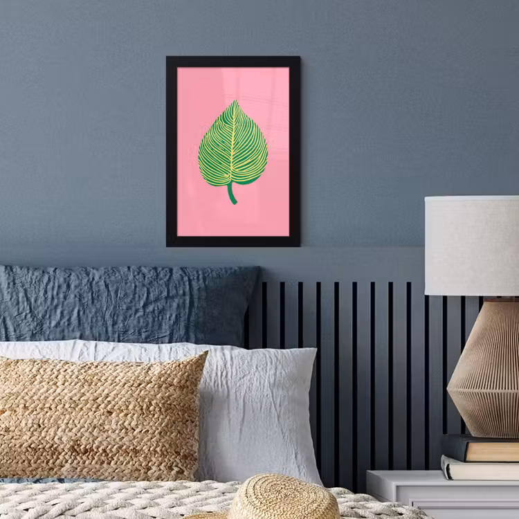 Illustratie - Blad - Minimalistisch - Groen fotolijst zwart zonder passe partout klein -sfeer3