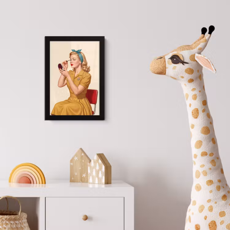 Illustratie - Mascara - Vrouw - Geel fotolijst zwart zonder passe partout klein -usfeer4_kinderkamer