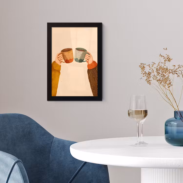 Illustratie - Mokken - Proosten - Bruin fotolijst zwart zonder passe partout klein -sfeer4
