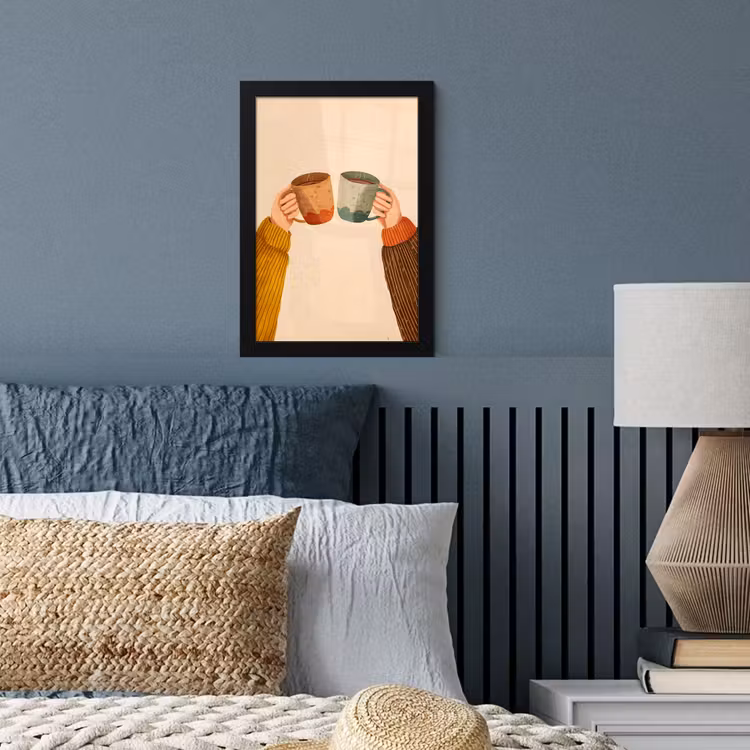 Illustratie - Mokken - Proosten - Bruin fotolijst zwart zonder passe partout klein -sfeer3