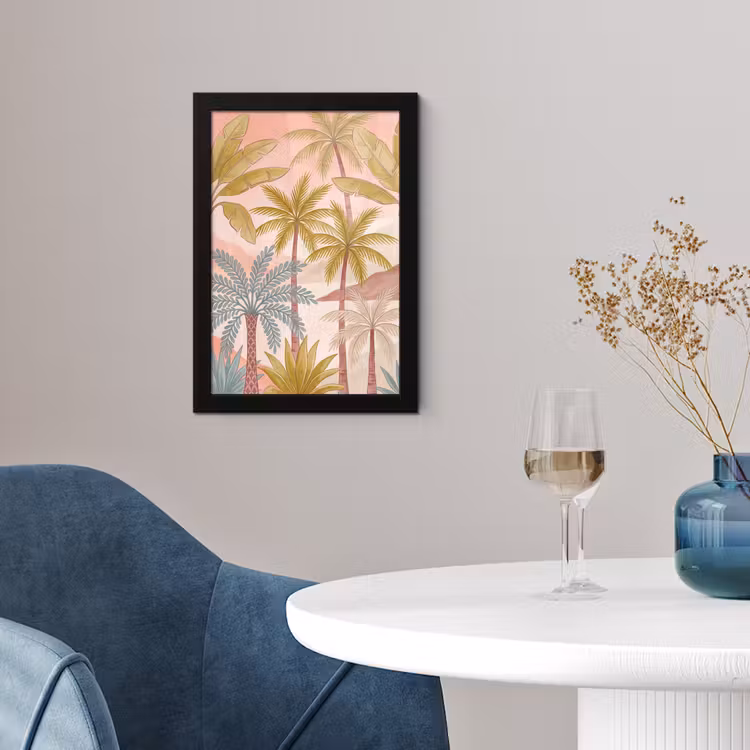Illustratie - Palmbomen - Kleurrijk fotolijst zwart zonder passe partout klein -sfeer4