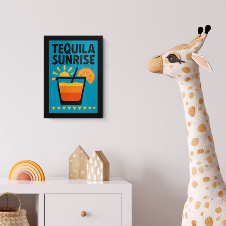 Illustratie - Tequila - Glas - Blauw fotolijst zwart zonder passe partout klein -usfeer4_kinderkamer