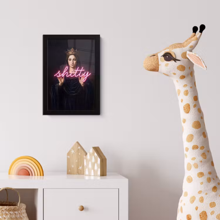 Ironisch - Tekst - Neon fotolijst zwart zonder passe partout klein -usfeer4_kinderkamer
