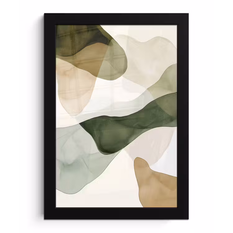 Japandi - Abstract - Groen fotolijst zwart zonder passe partout klein -3d