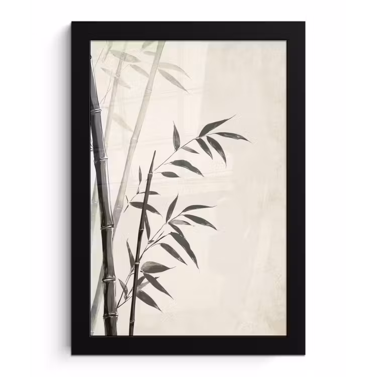 Japandi - Bamboe - Beige fotolijst zwart zonder passe partout klein -3d