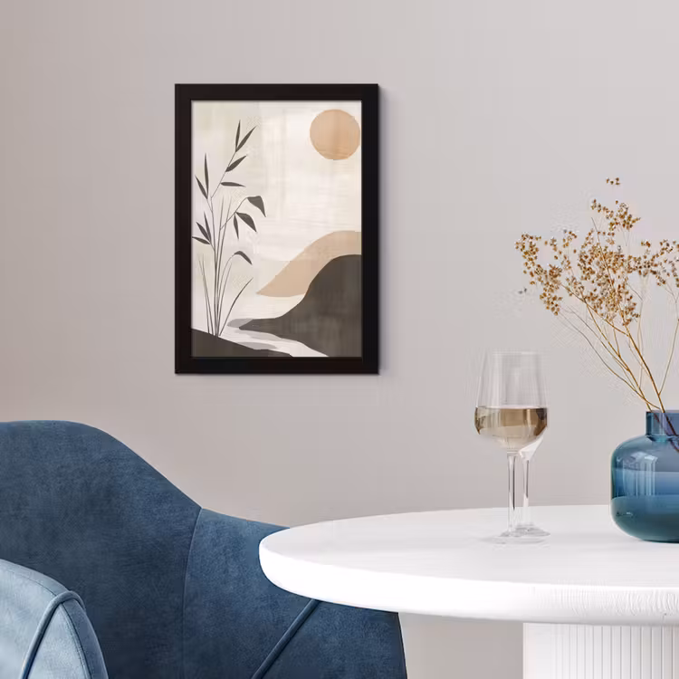 Japandi - Landschap - Beige fotolijst zwart zonder passe partout klein -sfeer4