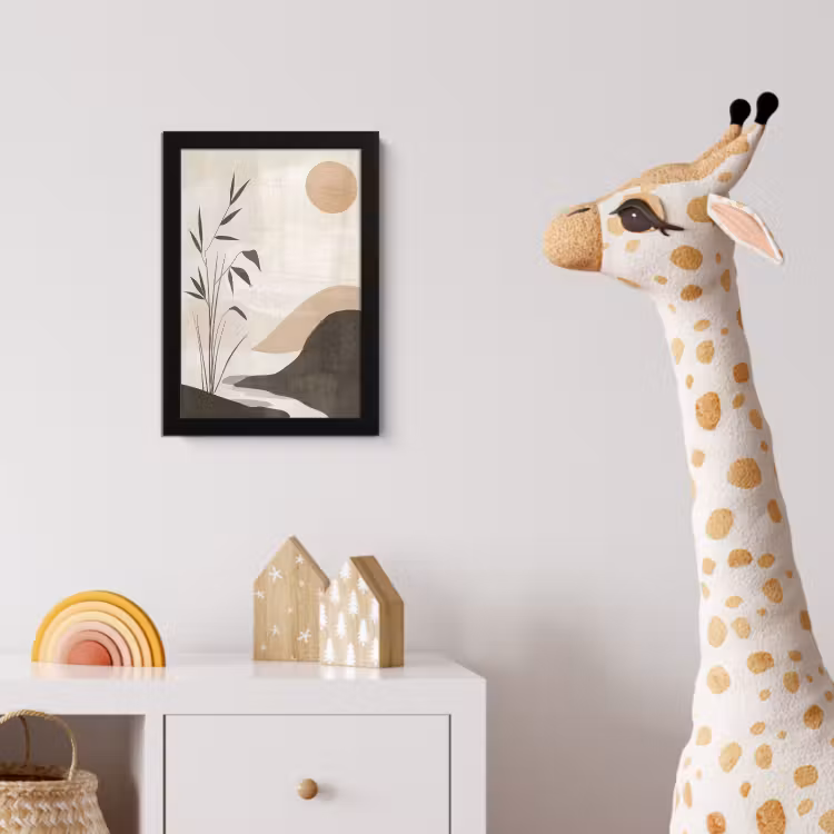 Japandi - Landschap - Beige fotolijst zwart zonder passe partout klein -usfeer4_kinderkamer