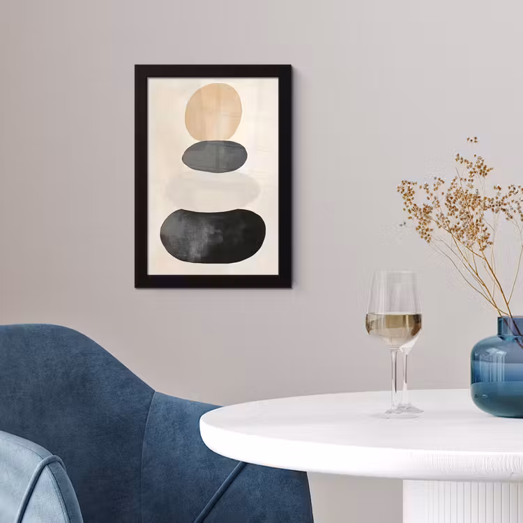 Japandi - Wabi sabi - Beige fotolijst zwart zonder passe partout klein -sfeer4