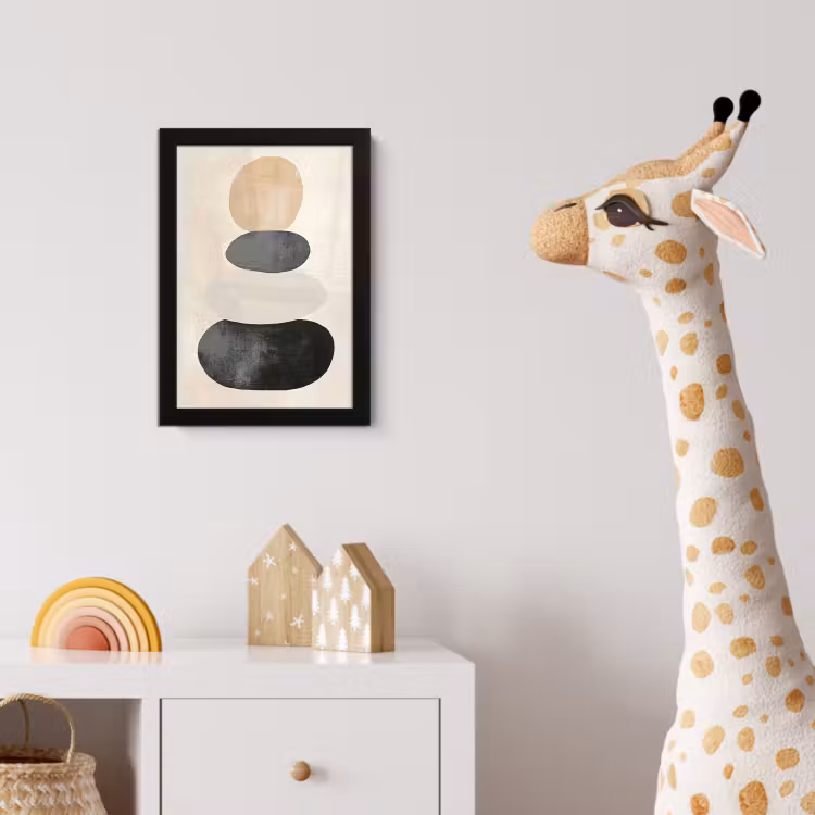 Japandi - Wabi sabi - Beige fotolijst zwart zonder passe partout klein -usfeer4_kinderkamer
