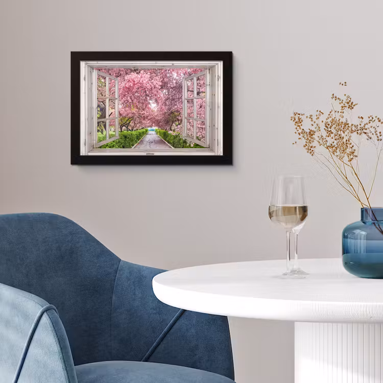 Japans - Sakura - Bloesem - Boom - Bloesem takken - Doorkijk fotolijst zwart zonder passe partout klein -sfeer4