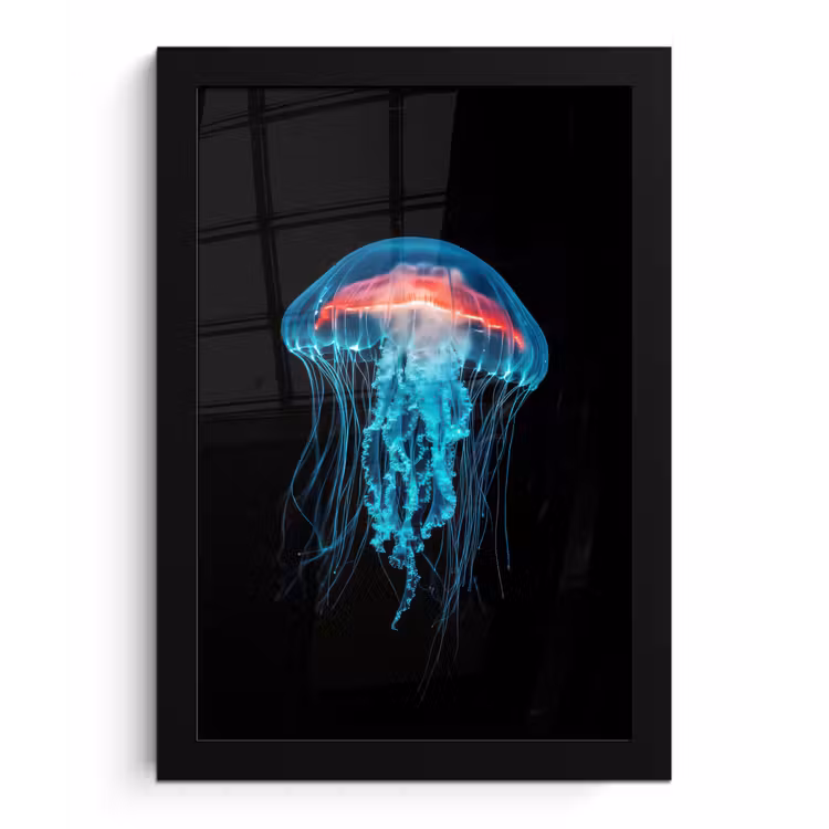 Kwal - Tentakels - Blauw - Licht fotolijst zwart zonder passe partout klein -3d