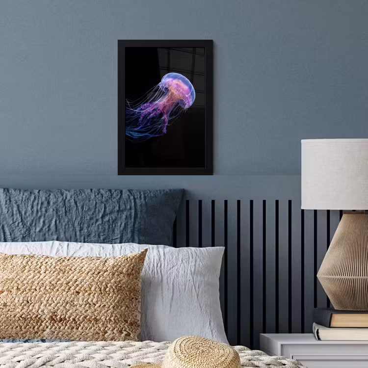 Kwal - Doorzichtig - Roze - Tentakels fotolijst zwart zonder passe partout klein -sfeer3