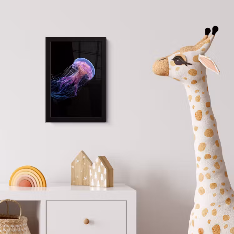 Kwal - Doorzichtig - Roze - Tentakels fotolijst zwart zonder passe partout klein -usfeer4_kinderkamer