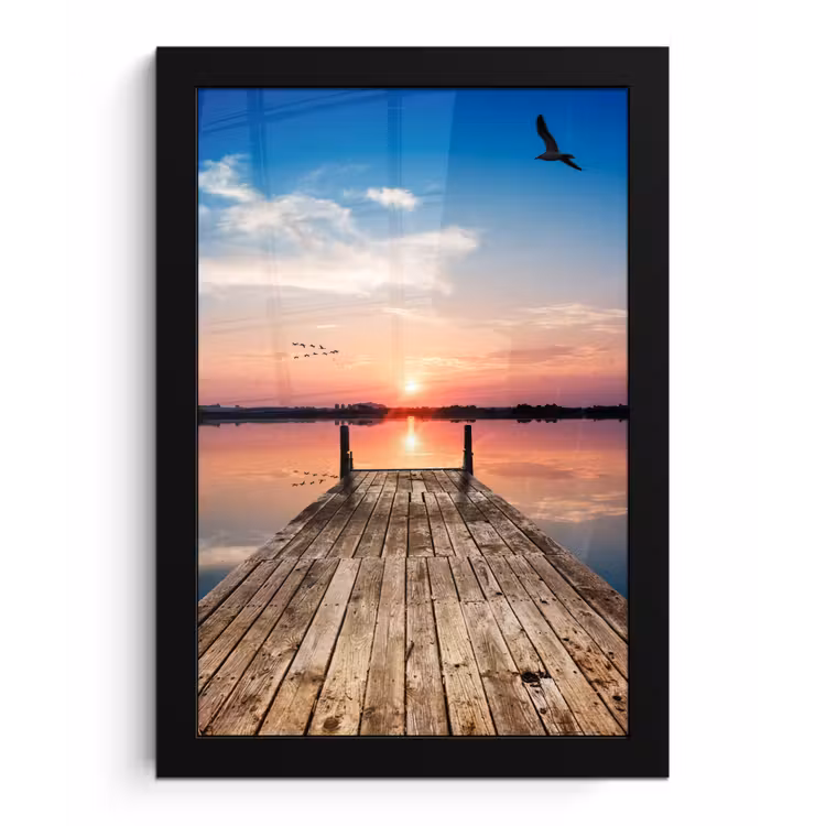 Steiger - Water - Zonsondergang - Roze - Horizon fotolijst zwart zonder passe partout klein -3d