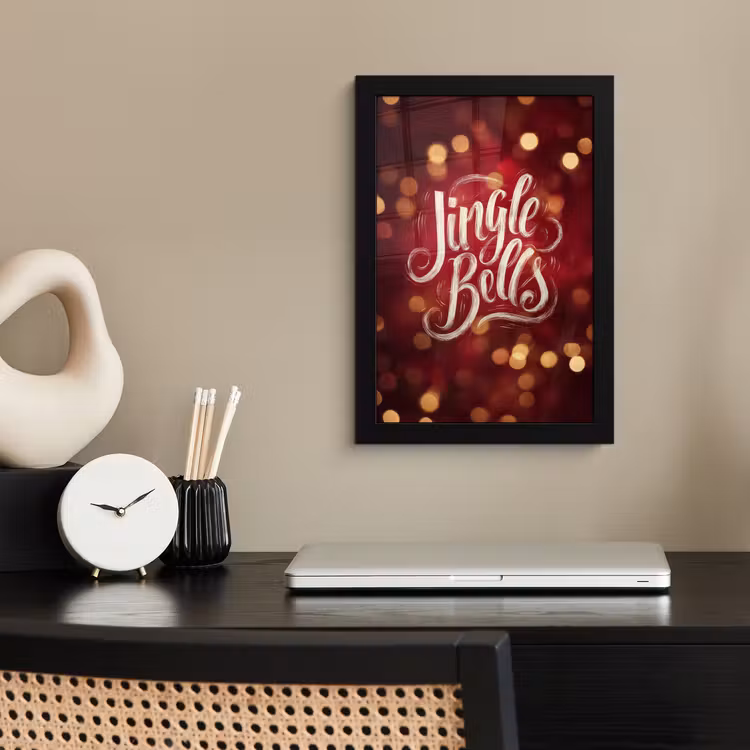 Jingle - Bells - Kerst - Rood fotolijst zwart zonder passe partout klein -sfeer1