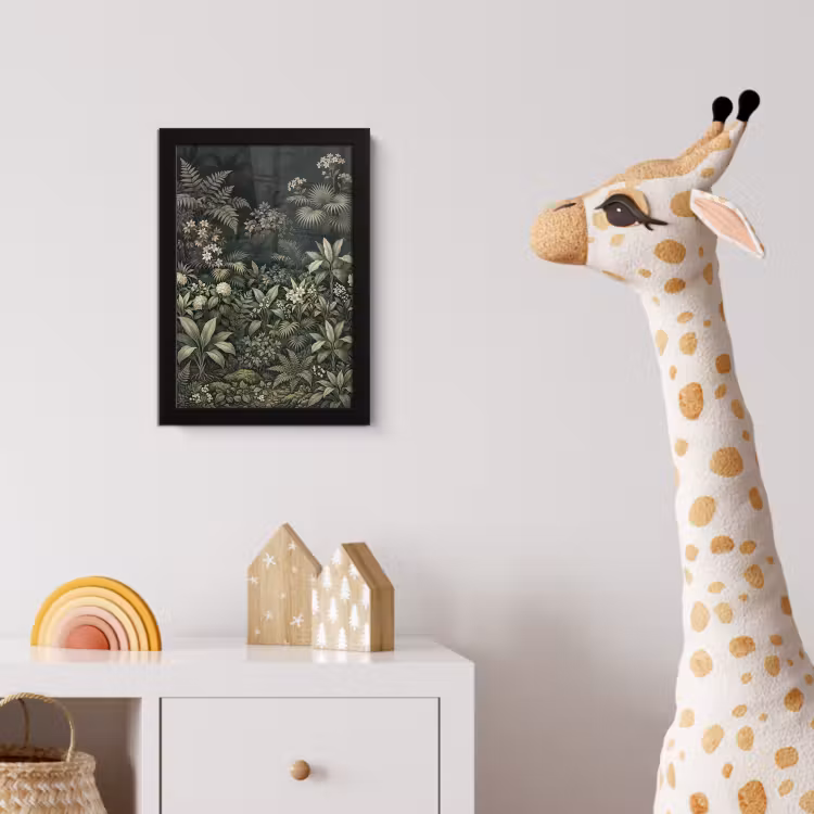 Jungle - Bladeren - Botanisch - Groen fotolijst zwart zonder passe partout klein -usfeer4_kinderkamer