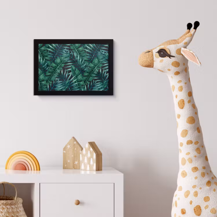 Jungle - Bladeren - Tropisch fotolijst zwart zonder passe partout klein -usfeer4_kinderkamer