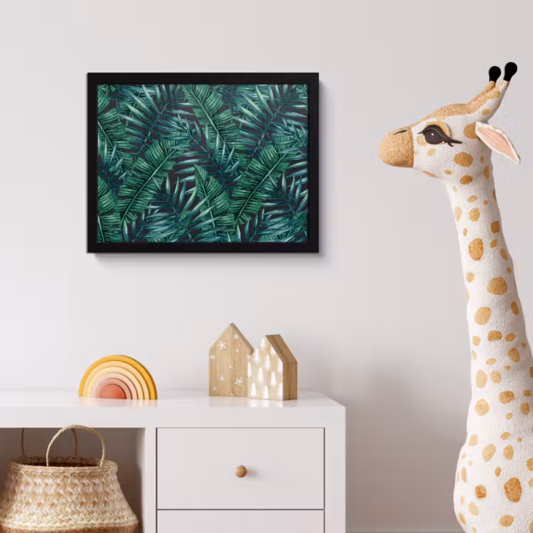 Jungle - Bladeren - Tropical fotolijst zwart zonder passe partout klein -usfeer4_kinderkamer
