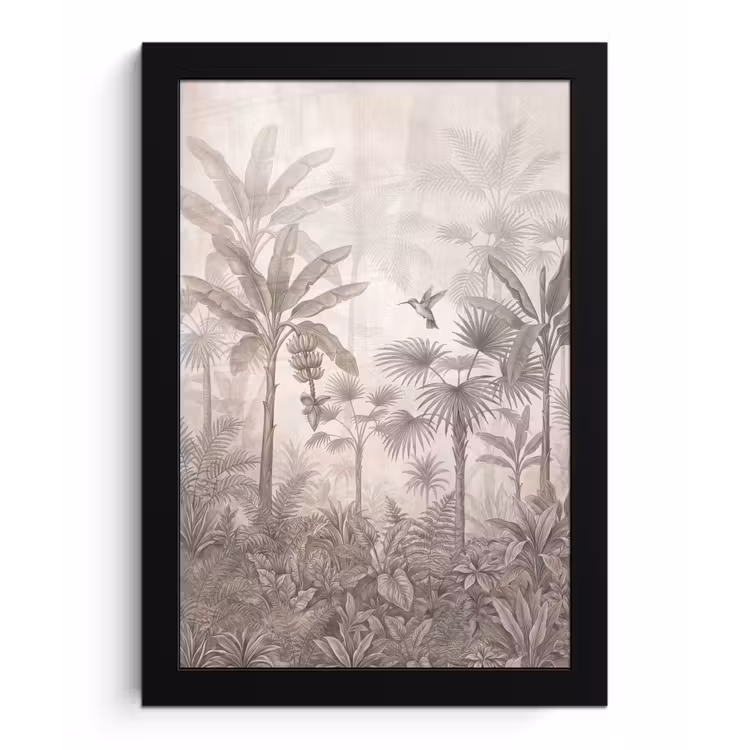 Jungle - Banenboom - Kolibrie - Beige fotolijst zwart zonder passe partout klein -3d