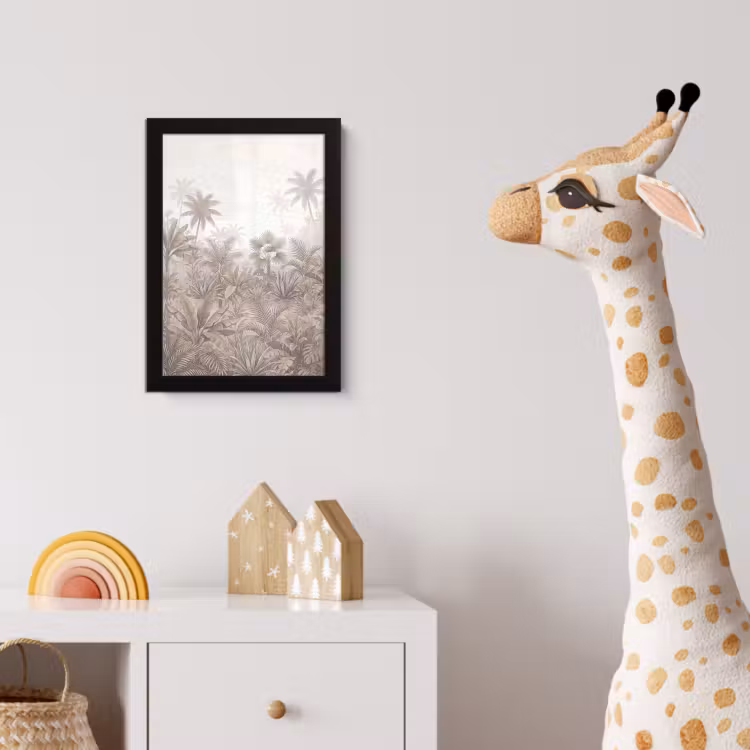 Jungle - Tropisch - Natuur -Vintage - Beige fotolijst zwart zonder passe partout klein -usfeer4_kinderkamer