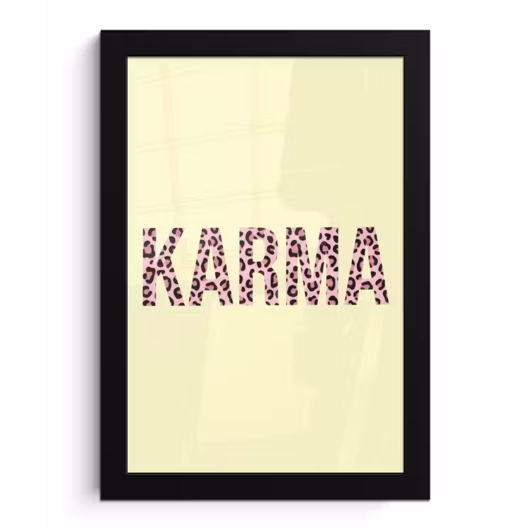 Karma - Luipaardprint - Geel fotolijst zwart zonder passe partout klein -3d