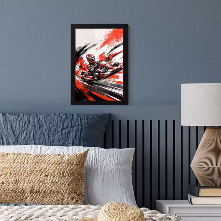 Kart - Coureur - Snelheid - Rood fotolijst zwart zonder passe partout klein -sfeer3