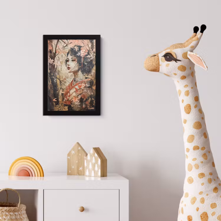Kimono - Vrouw - kersenbomen fotolijst zwart zonder passe partout klein -usfeer4_kinderkamer