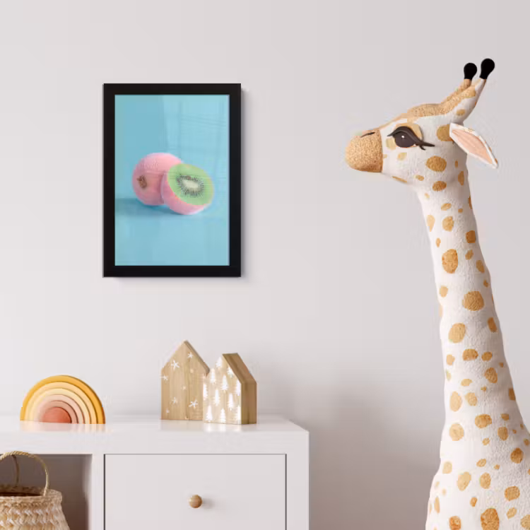 Kiwi - Blauw - Surrealistisch fotolijst zwart zonder passe partout klein -usfeer4_kinderkamer