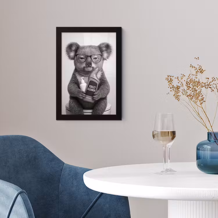 Koala - Bril - Toilet fotolijst zwart zonder passe partout klein -sfeer4