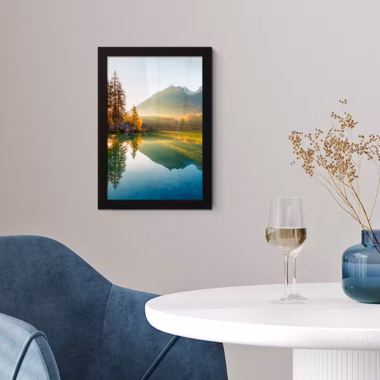 Meer - Bos - Bergen - Natuur - Zon - Landschap fotolijst zwart zonder passe partout klein -sfeer4