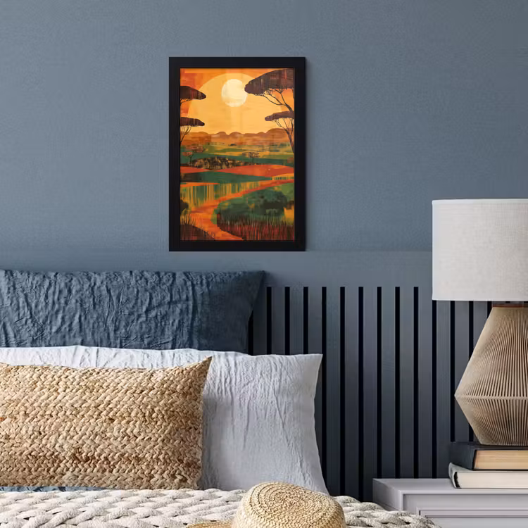 Landschap - Afrikaans - Zon fotolijst zwart zonder passe partout klein -sfeer3