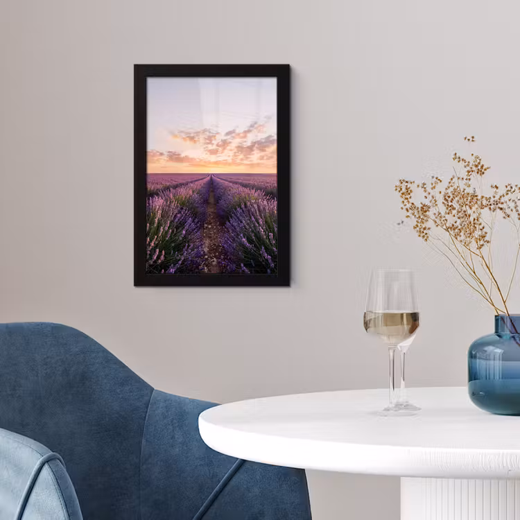 Landschap - Lavendelveld - Paars fotolijst zwart zonder passe partout klein -sfeer4