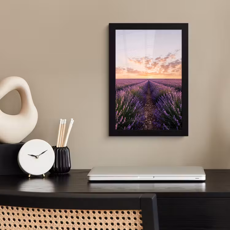 Landschap - Lavendelveld - Paars fotolijst zwart zonder passe partout klein -sfeer1
