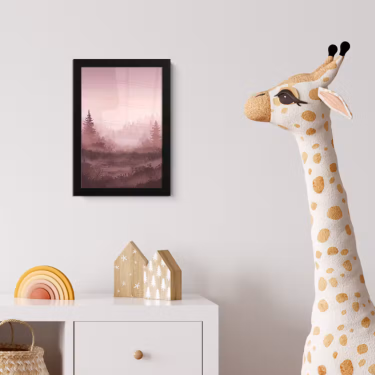 Landschap - Mistig - Roze fotolijst zwart zonder passe partout klein -usfeer4_kinderkamer