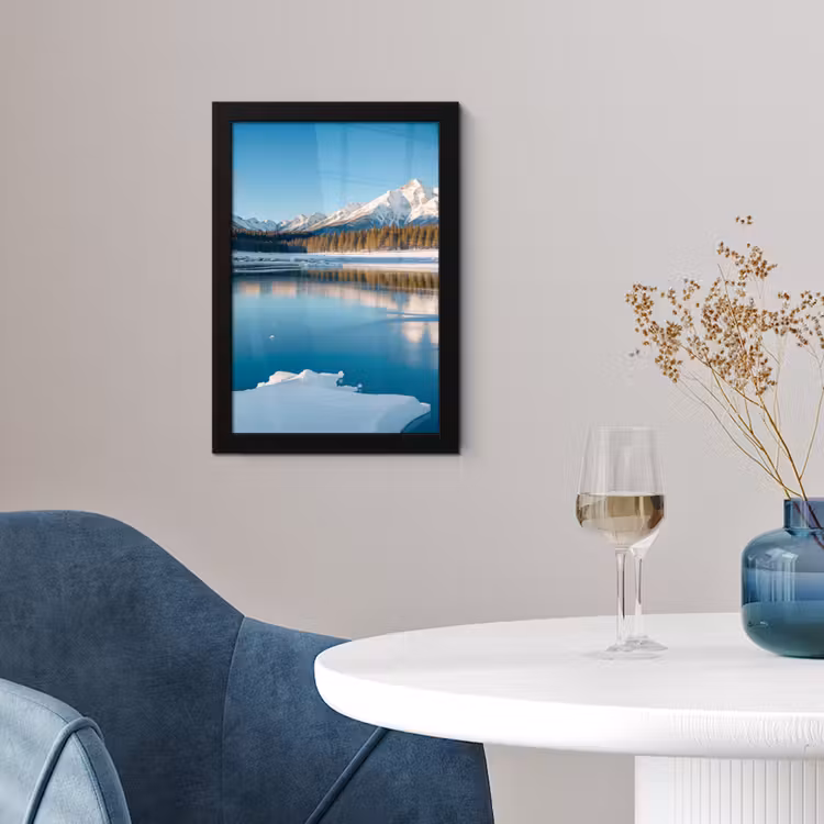Landschap - Winter - Meer - Bergen - Uitzicht - IJs fotolijst zwart zonder passe partout klein -sfeer4