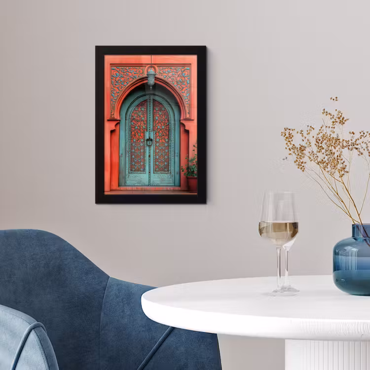 Lantaarn - Deur - Turquoise fotolijst zwart zonder passe partout klein -sfeer4