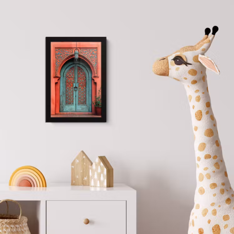 Lantaarn - Deur - Turquoise fotolijst zwart zonder passe partout klein -usfeer4_kinderkamer