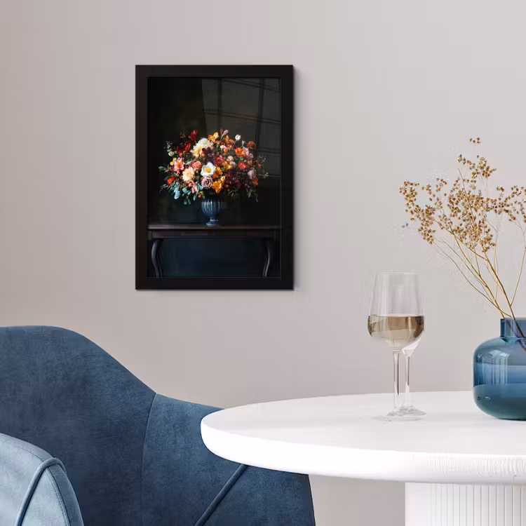 Groot - Bloemen - Vaas - Boeket fotolijst zwart zonder passe partout klein -sfeer4