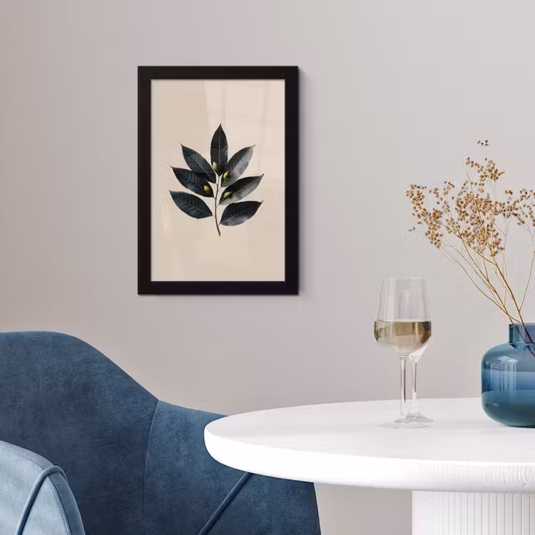 Laurierbladeren - Bloemknoppen - subtiel fotolijst zwart zonder passe partout klein -sfeer4