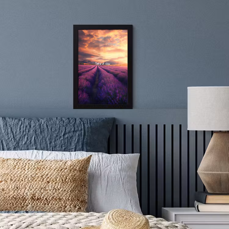 Lavendelveld - Quote - Zonsondergang fotolijst zwart zonder passe partout klein -sfeer3