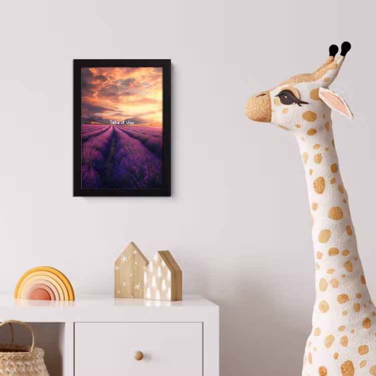 Lavendelveld - Quote - Zonsondergang fotolijst zwart zonder passe partout klein -usfeer4_kinderkamer