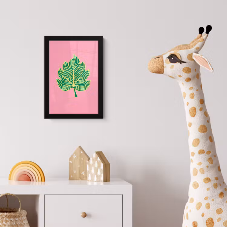 Blad - Groen - Illustratie - Minimalistisch fotolijst zwart zonder passe partout klein -usfeer4_kinderkamer