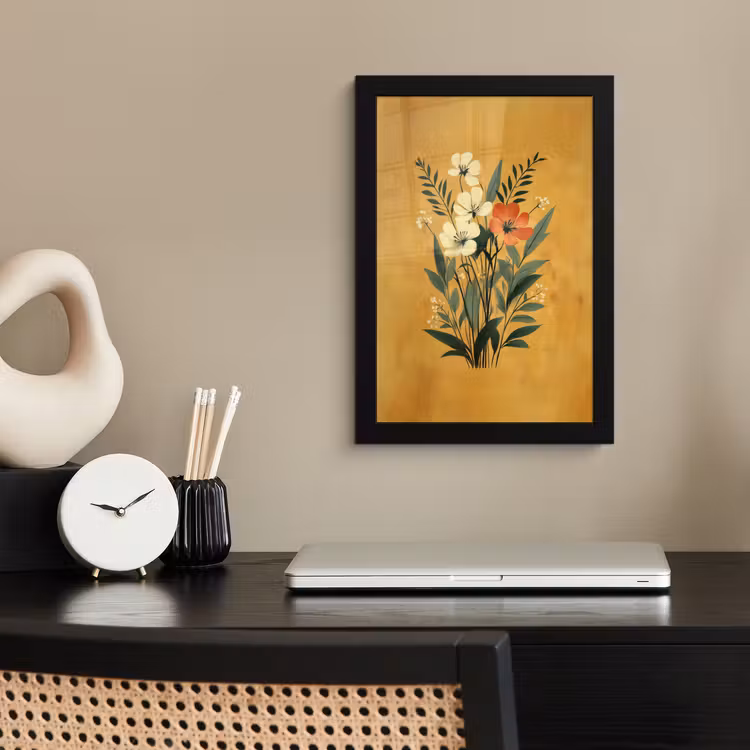 Bladeren - Boeket - Bloemen - Geel fotolijst zwart zonder passe partout klein -sfeer1
