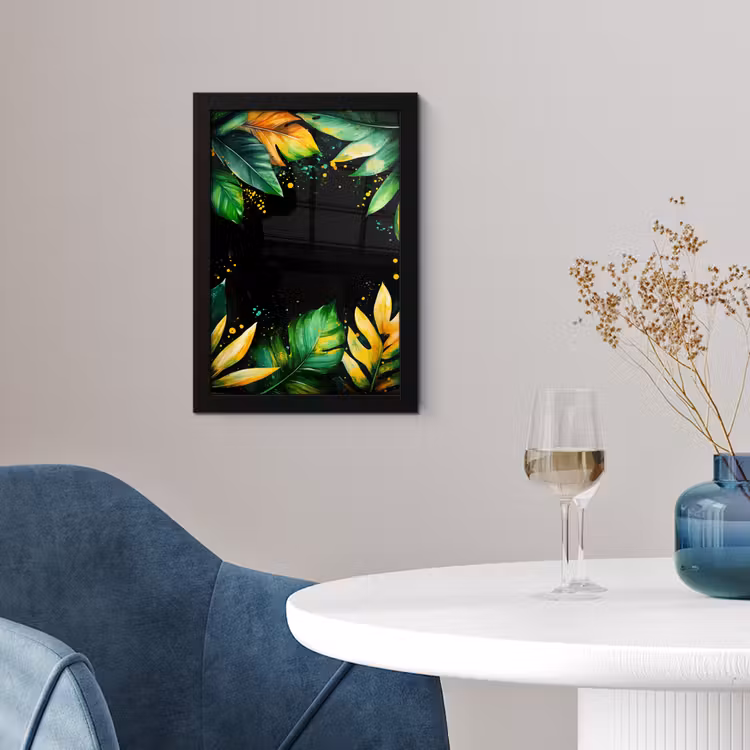 Bladeren - Groen - Geel - Verf - Jungle fotolijst zwart zonder passe partout klein -sfeer4