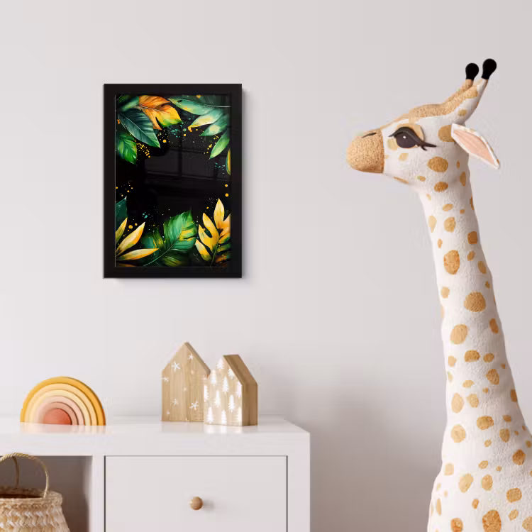 Bladeren - Groen - Geel - Verf - Jungle fotolijst zwart zonder passe partout klein -usfeer4_kinderkamer