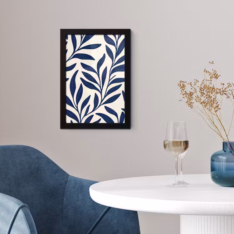 Bladeren - Klimop - Donkerblauw fotolijst zwart zonder passe partout klein -sfeer4