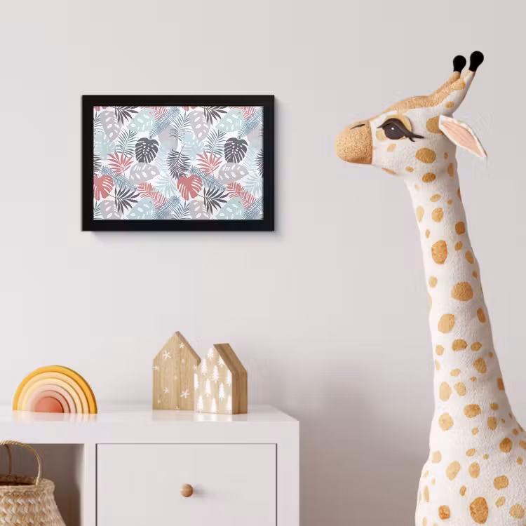 Bladeren - Jungle - Pastel - Tropisch fotolijst zwart zonder passe partout klein -usfeer4_kinderkamer