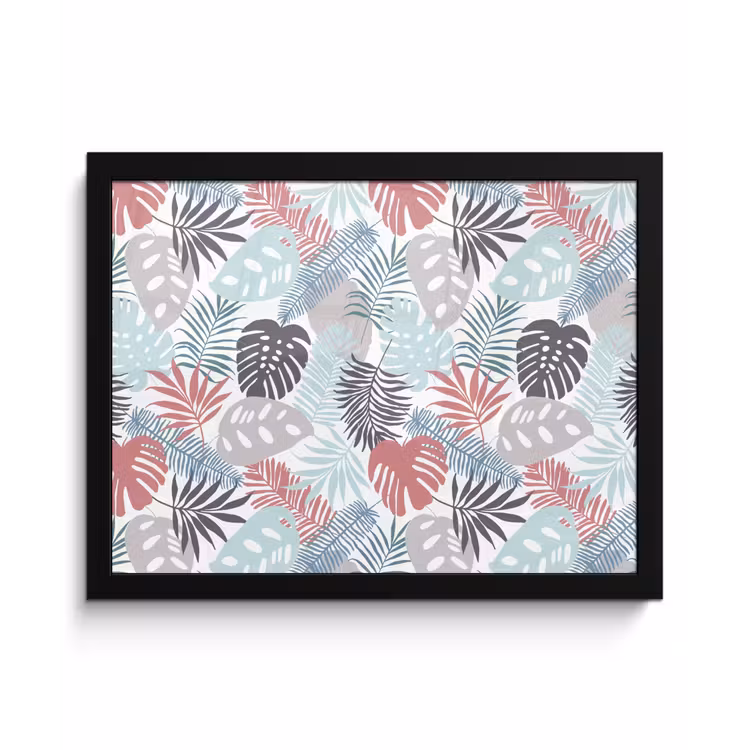 Inductie beschermer - Bladeren - Pastel - Jungle - Afdekplaat voor kookplaat fotolijst zwart zonder passe partout klein -3d
