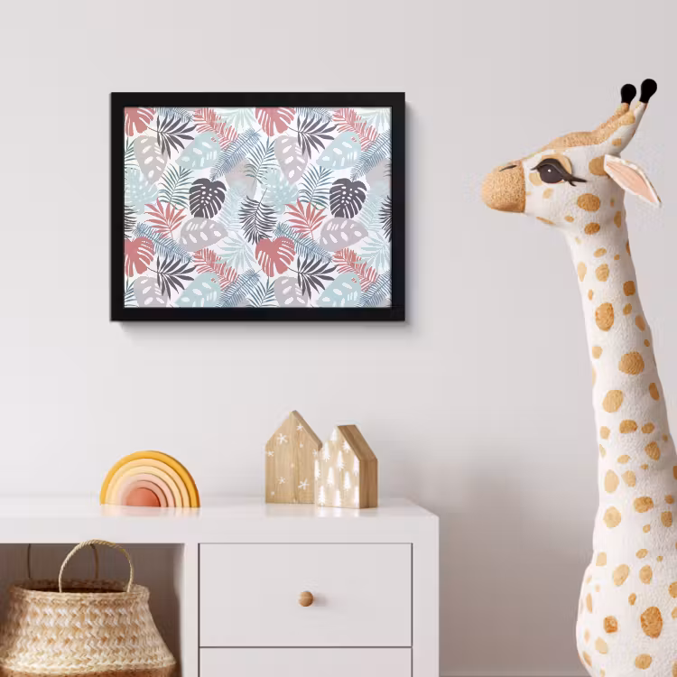 Inductie beschermer - Bladeren - Pastel - Jungle - Afdekplaat voor kookplaat fotolijst zwart zonder passe partout klein -usfeer4_kinderkamer